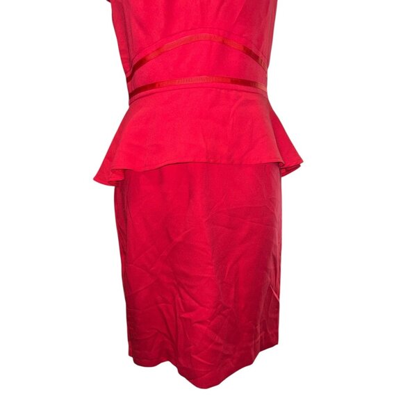Musette Red Peplum Sheath Dress Size 10 Womens Cap Sleeve Back Zip - Picture 3 of 12